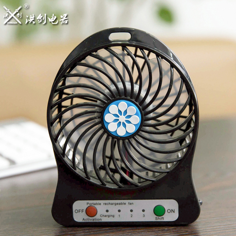 Hong Jian Palm-leaf fan portable rechargeable USB three - speed large wind silent handheld fan lithium battery brushless motor details Picture