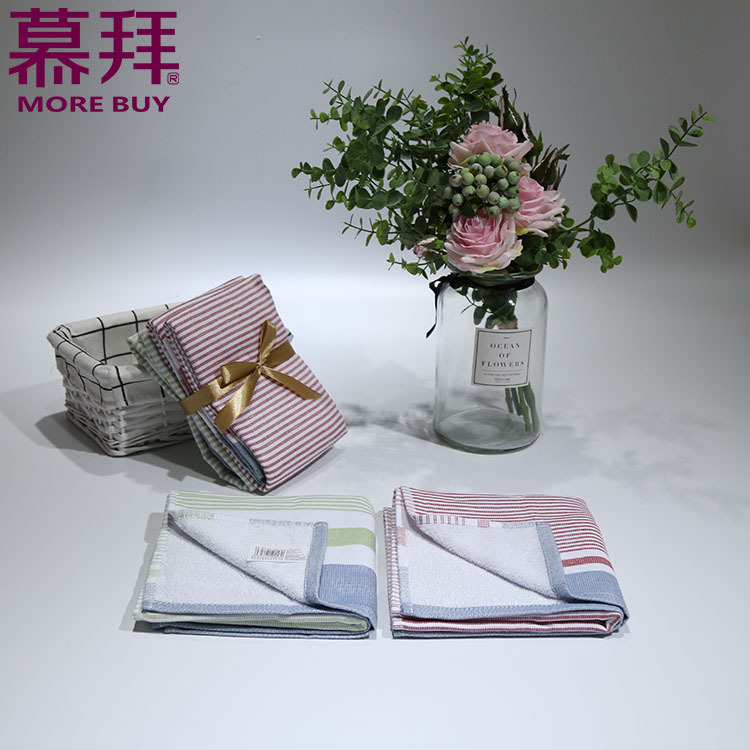 Yiwu quality products Factory direct sales AB double-sided fabric loop wool pure cotton gift towels and face towels in plain color with stripes -1006/42024 Item Picture