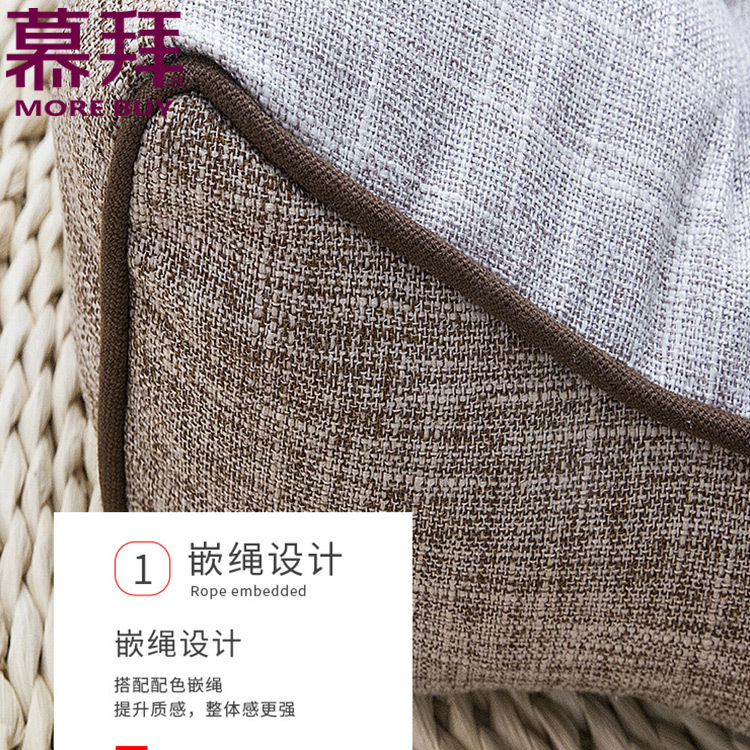 义乌好货 厂家直销仿麻拼色腰枕 凳子靠垫 条纹腰枕 麻花腰靠 立体舒适靠垫-1006/42025白底实物图