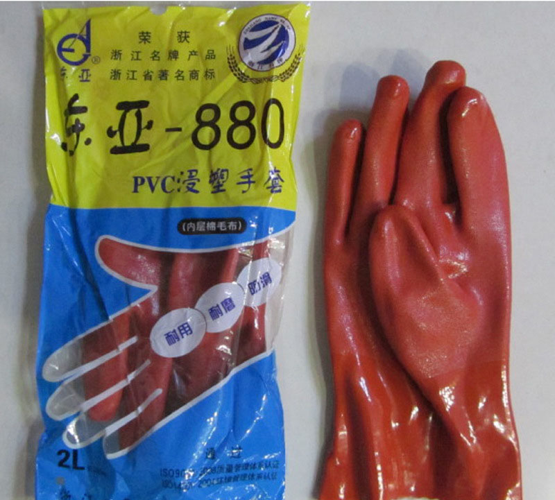 义乌好货 厂家直销 新款东亚880棉毛浸塑耐油手套 劳保手套 胶皮丁晴手套-1006/37103