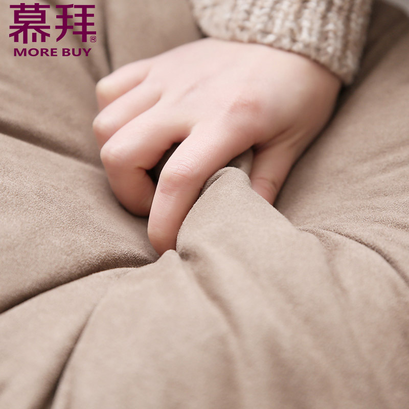 义乌好货 厂家直销羽绒棉枕芯ab面双色鹿皮绒圆垫靠枕午睡枕抱枕-1006/42025白底实物图