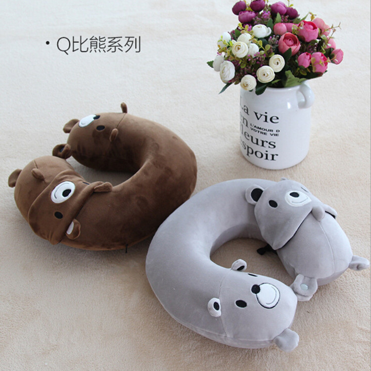 Yiwu Good Goods Embroidery Cartoon Set, Memory Foam U-shaped pillow with eye mask, Cute pig-shaped neck pillow, Creative Travel Pillow -1006/35011 Item Picture
