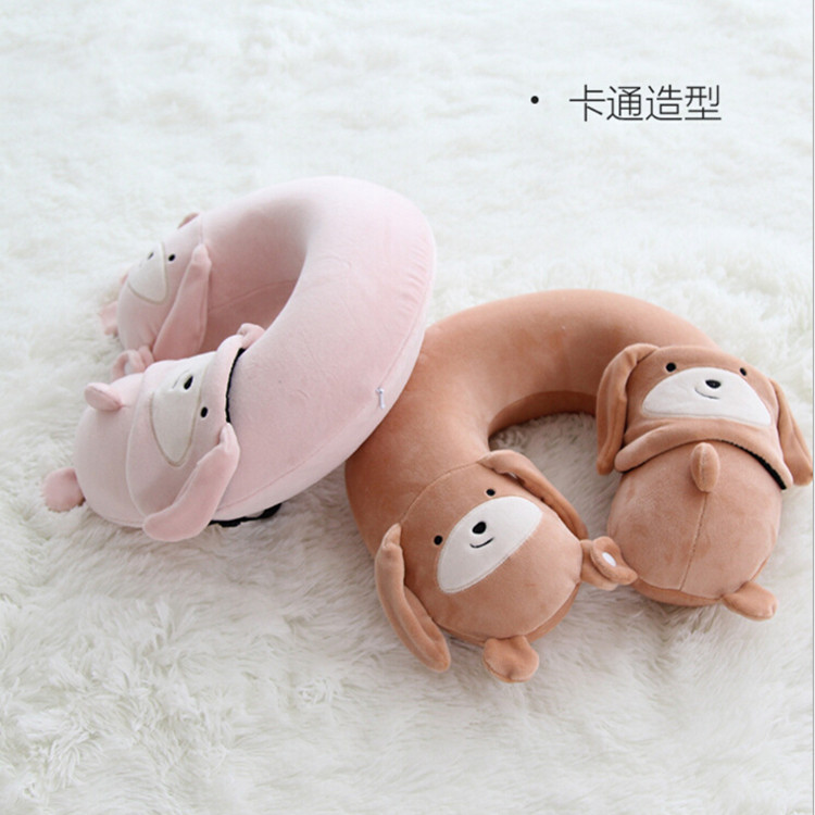 Yiwu Good Goods Embroidery Cartoon Set, Memory Foam U-shaped pillow with eye mask, Cute pig-shaped neck pillow, Creative Travel Pillow -1006/35011 undefined