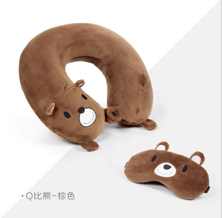 Yiwu Good Goods Embroidery Cartoon Set, Memory Foam U-shaped pillow with eye mask, Cute pig-shaped neck pillow, Creative Travel Pillow -1006/35011 undefined