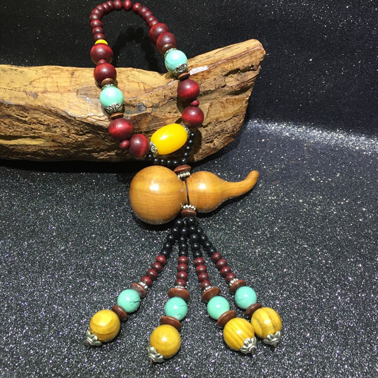 Gourd jujube wood car hanging wholesale car decoration small goods high-grade fine travel car safety pendant thumbnail