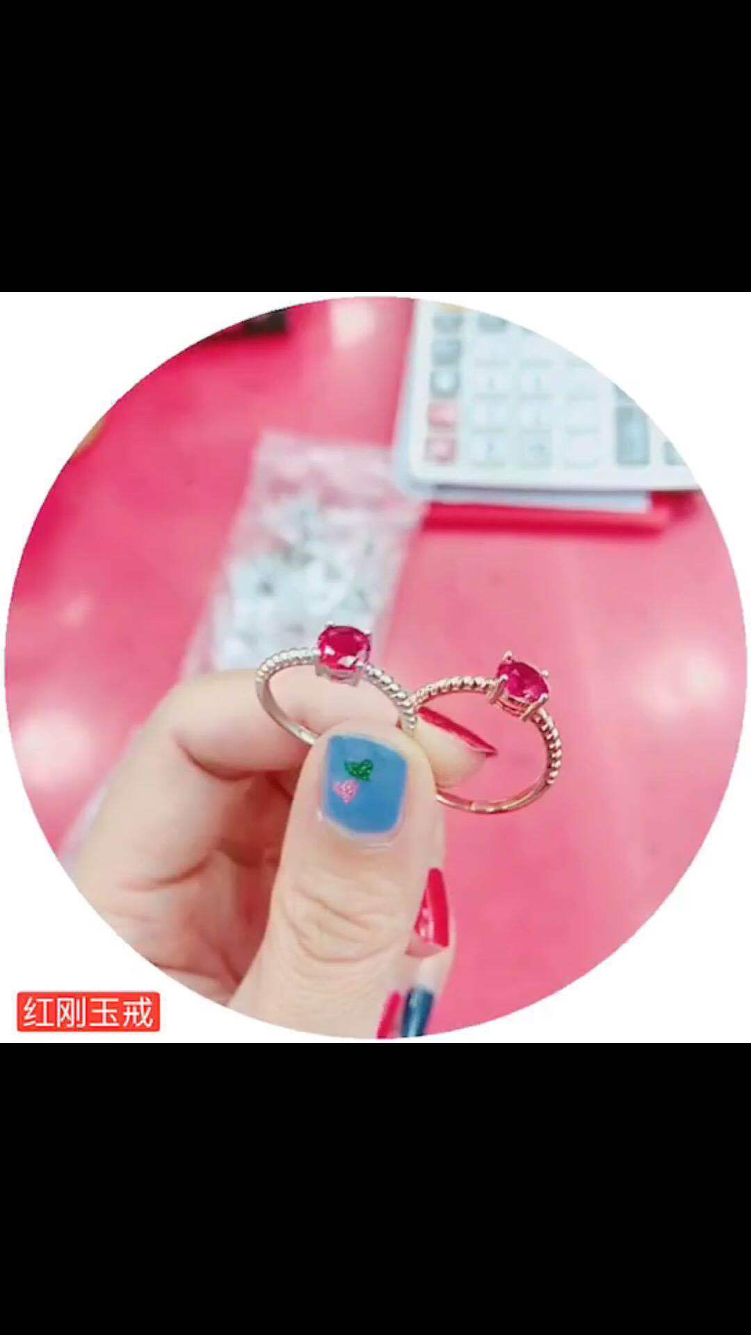 Yiwu Good goods 925 sterling silver ring with diamond red corundum ring for women -1001/5690