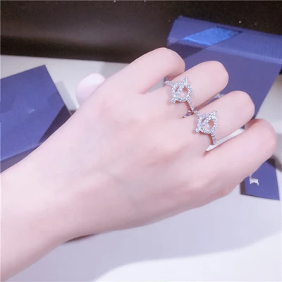 Yiwu Selection S925 sterling silver cross opening ring micro - set with diamond sweet temperament bai Tie the hand ornaments female -1001/5690 thumbnail