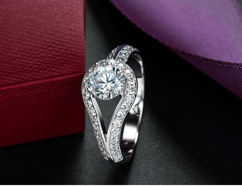 Yiwu good goods 925 sterling silver button ring female engagement ring wedding ring pure silver zircon ring -1001/5690