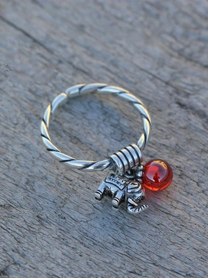 Yiwu Selection S925 sterling silver bow red zircon open ring Taiyin baby elephant index finger ring jewelry -1001/5690 thumbnail