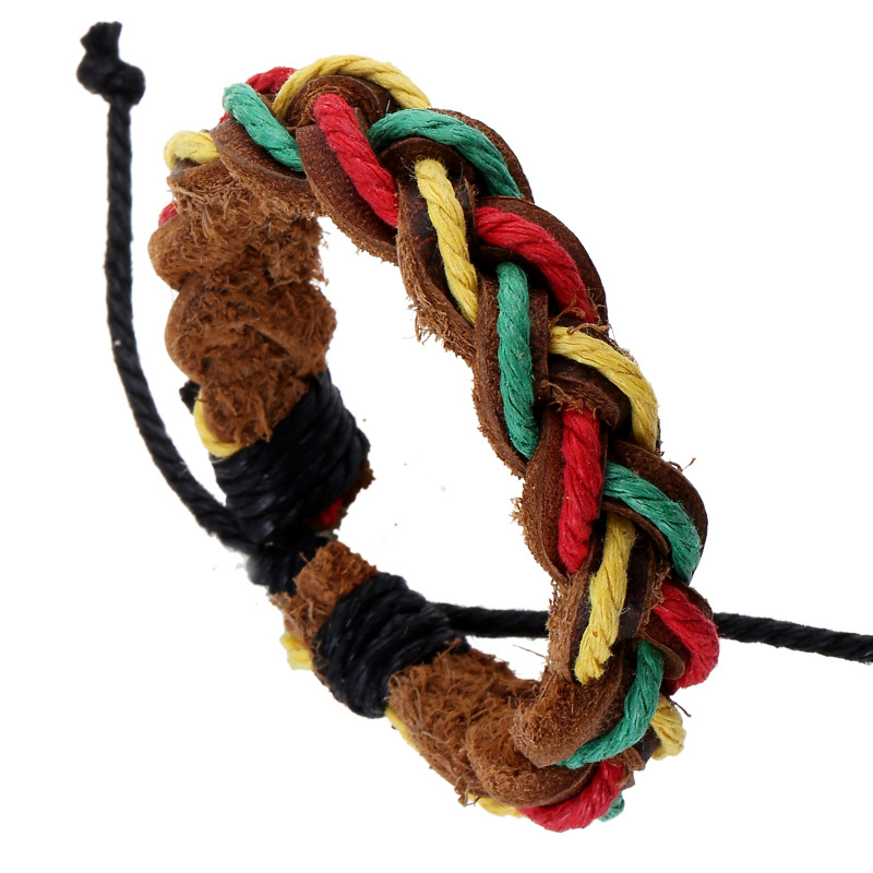 义乌好货 手工皮绳手链 真皮手链 编织手链 Leather bracelet  麻绳手链-1001/5449B