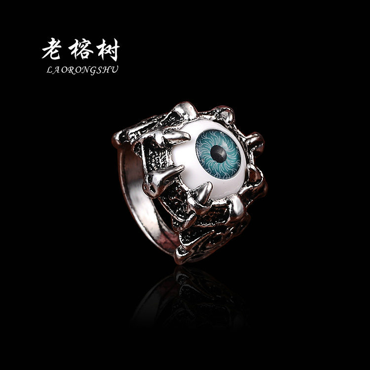 义乌好货 霸气合金骷髅头眼睛戒指男士复古恶魔之眼朋克指环个性潮男生戒指-1001/5539B