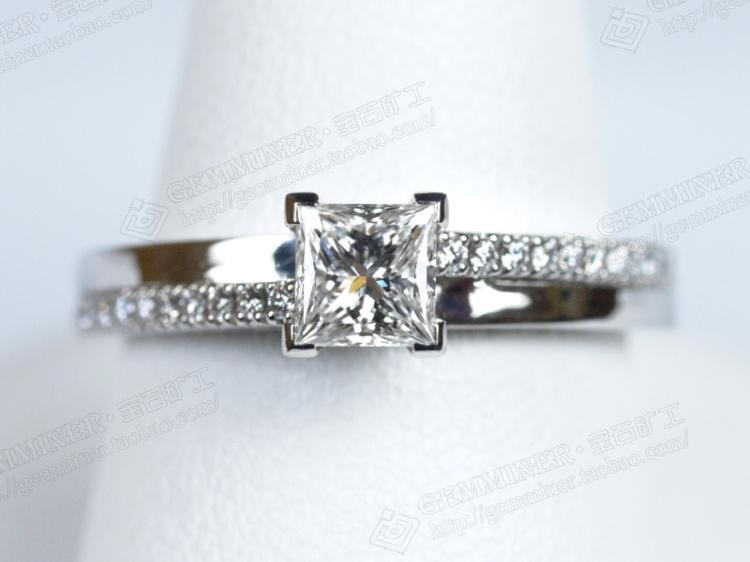 Yiwu Good goods 925 sterling silver super flash Princess square diamond ring -1001/5690