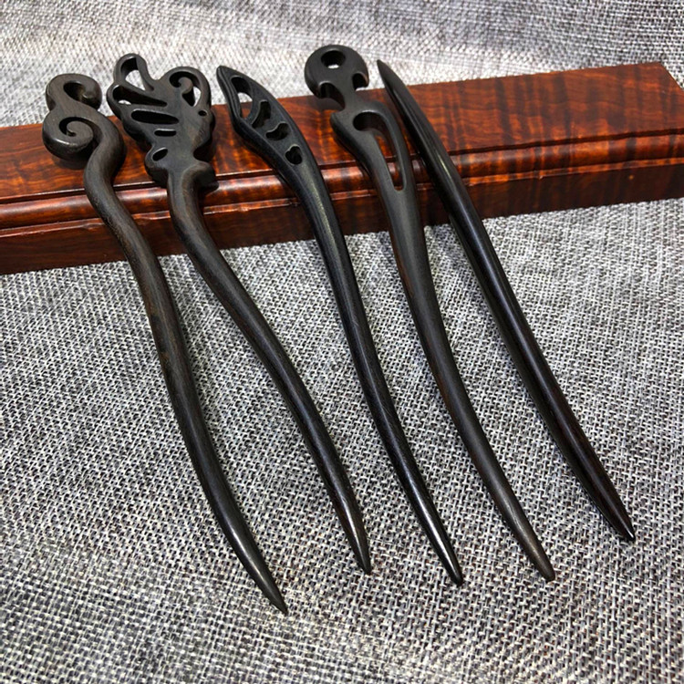 Ebony headpiece hairpin jewelry wholesale handmade wood hairpin dish hair with hairpin tourist attractions wood carving gifts thumbnail