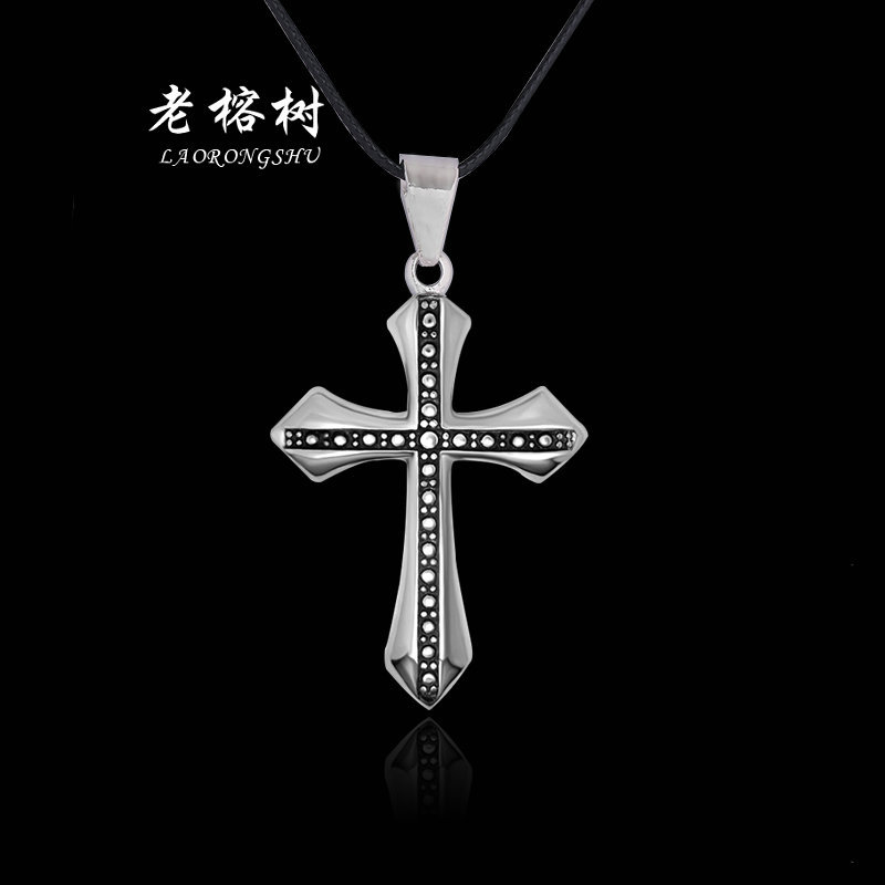 义乌好货 日韩版复古大号十字架项链男 基督教个性潮人简约合金毛衣链吊坠-1001/5539B