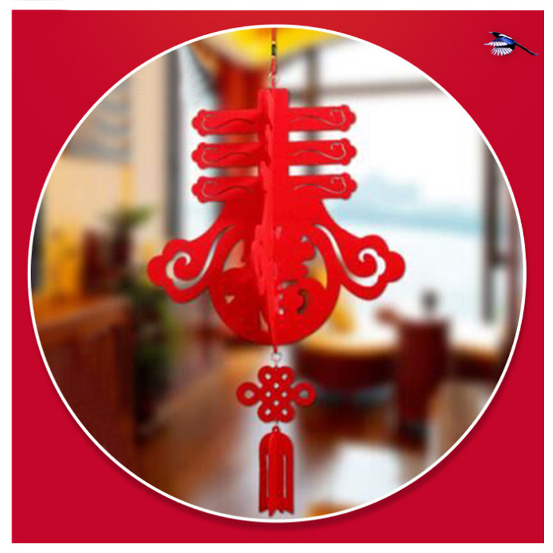 Yiwu Selection new creative non-woven palace lantern hand-made wedding lantern decoration lantern pendant small red lantern pendant -1007/66354 thumbnail
