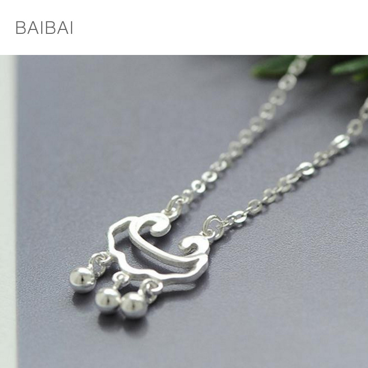 Yiwu good goods small longevity lock 925 sterling silver clavicle chain necklace -1001/5690
