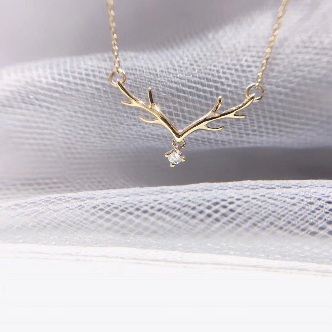 Yiwu good goods 925 sterling silver a deer have you little red book recommended a deer "have your diamond light luxury necklace -1001/5690
