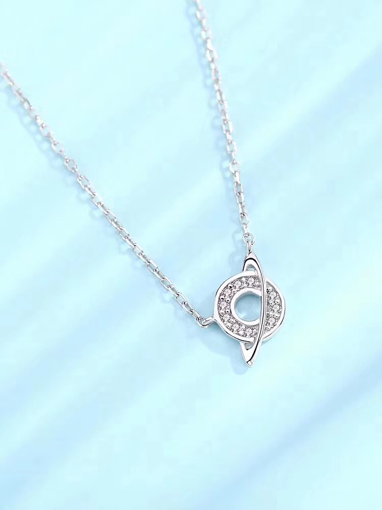 Yiwu good goods 925 sterling silver planet necklace with zirconium 925 silver simple collarbone chain birthday gift female network red romantic -1001/5690