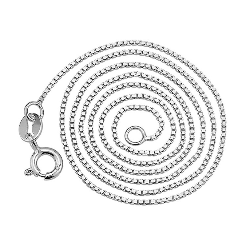 Yiwu Good goods S925 Pure silver platinum-plated gold plated rose gold box chain 0.65mm0.8mm1.0mm1.2mm-1001/5690