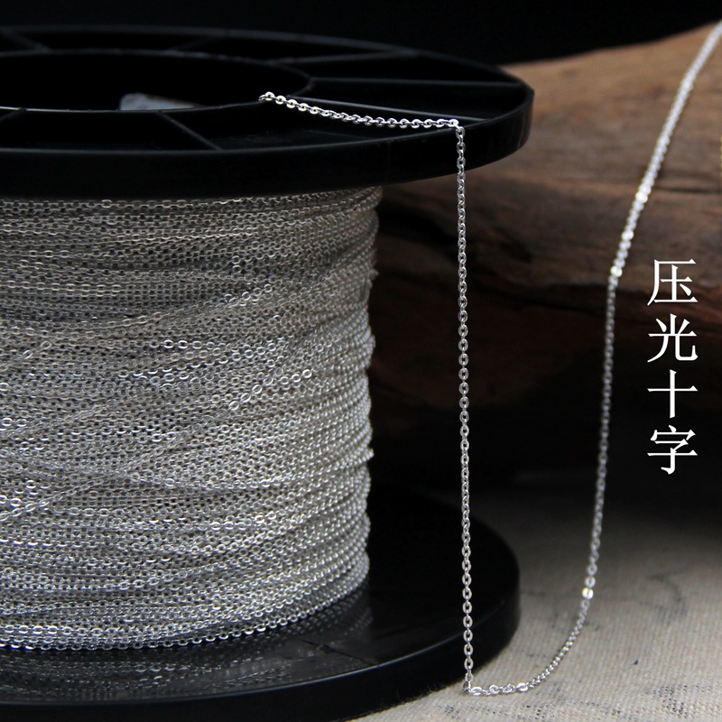 Yiwu good goods 925 sterling silver semi-finished chain coarse silver jewelry DIY accessories pressed cross sweater chain O chain extension chain -1001/5690