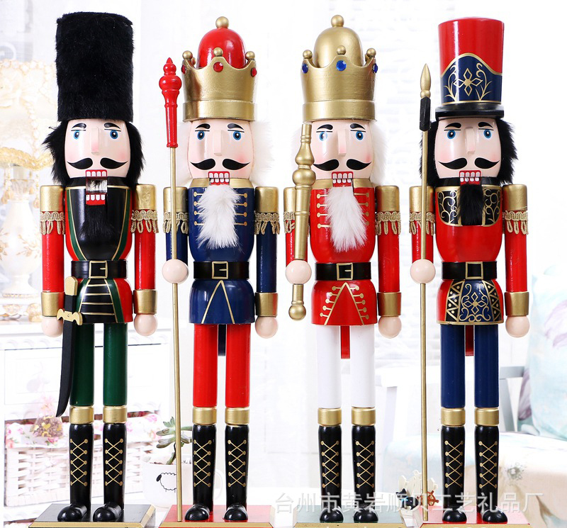 Yiwu Quality Christmas Decorations, Pure handcrafted wooden handicrafts, British style, 60cm nutcracker puppet home display -1001/2203 full figure