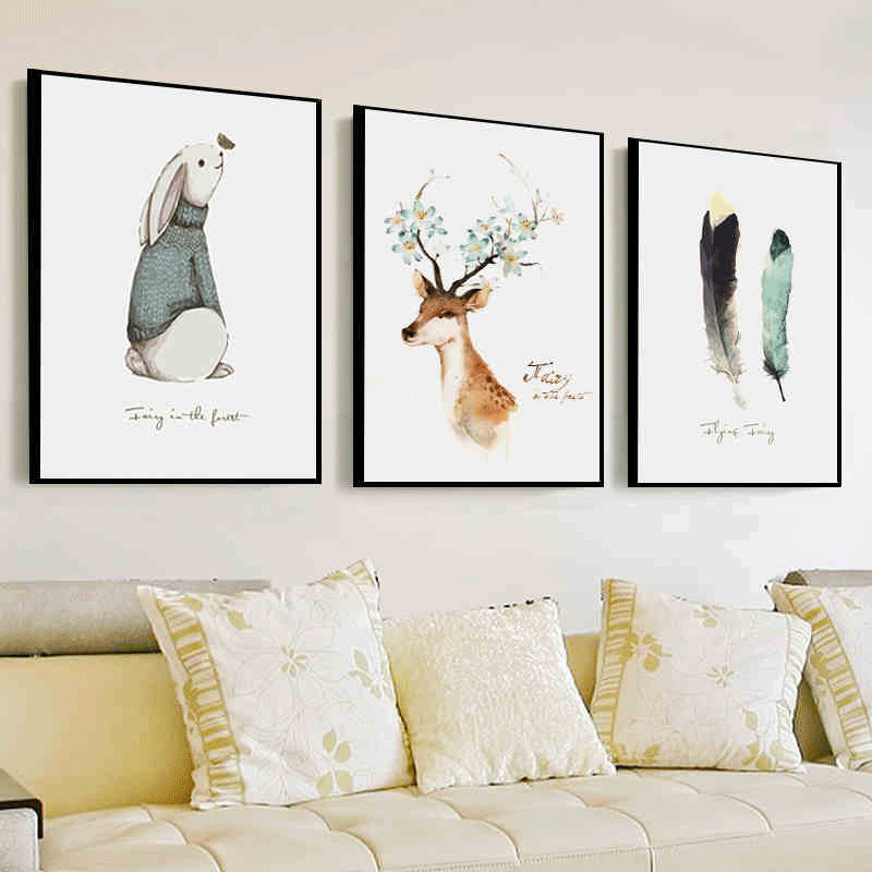 Decorative painting of Nordic style in Living room, bedroom, dining room, hanging painting of modern simple sofa background wall triple fresco -1004/29102 thumbnail
