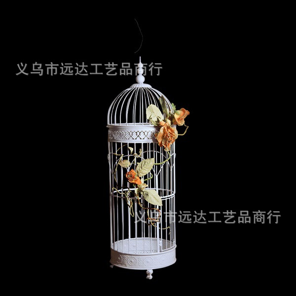 义乌好货 新款欧式装饰铁艺鸟笼 白色落地鸟笼子 影楼婚庆道具装饰品三件套-1001/9248