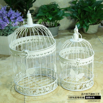 Yiwu Quality European-style iron art white birdcage Wedding Decoration item, Wedding props, window display item two-piece set -1001/9248