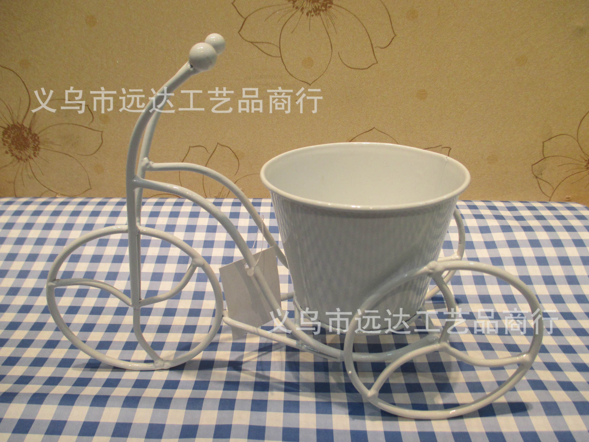 European-style wrought-iron bicycle flower stand