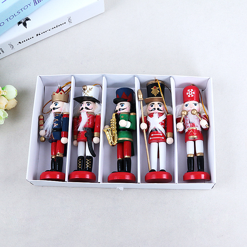 Yiwu Good Goods 2018 New Style 12CM Cute Cartoon Nutcracker Puppet Pendant Five-piece Set Factory Direct Sales Wholesale -1001/2203 full figure