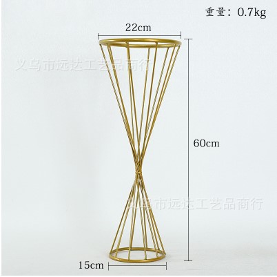 Yiwu Quality Goods Custom-made new wedding iron art road guide stands, flower vases, blue table flowers, golden flower vases, road guide home decoration ornaments -1001/9248