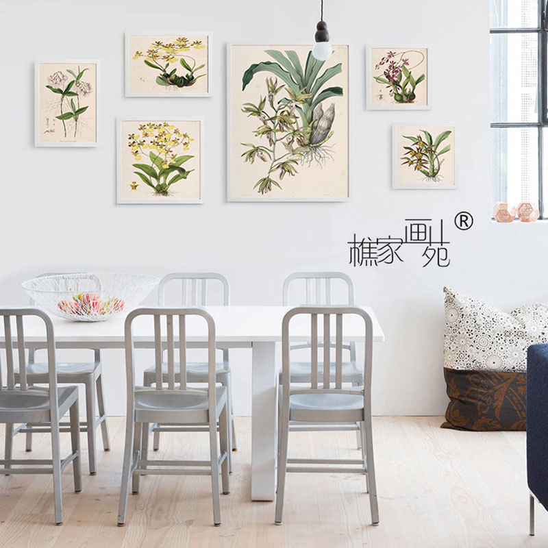 Nordic sitting room orchid combination painting dining room background wall painting simple and fresh decorative painting wonderful story thumbnail