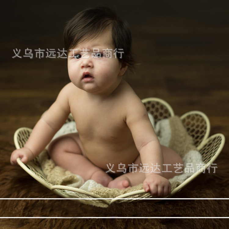 义乌好货 批发儿童摄影道具新款铁艺新生儿拍摄道具百天宝宝拍照道具婴儿筐-1001/9248