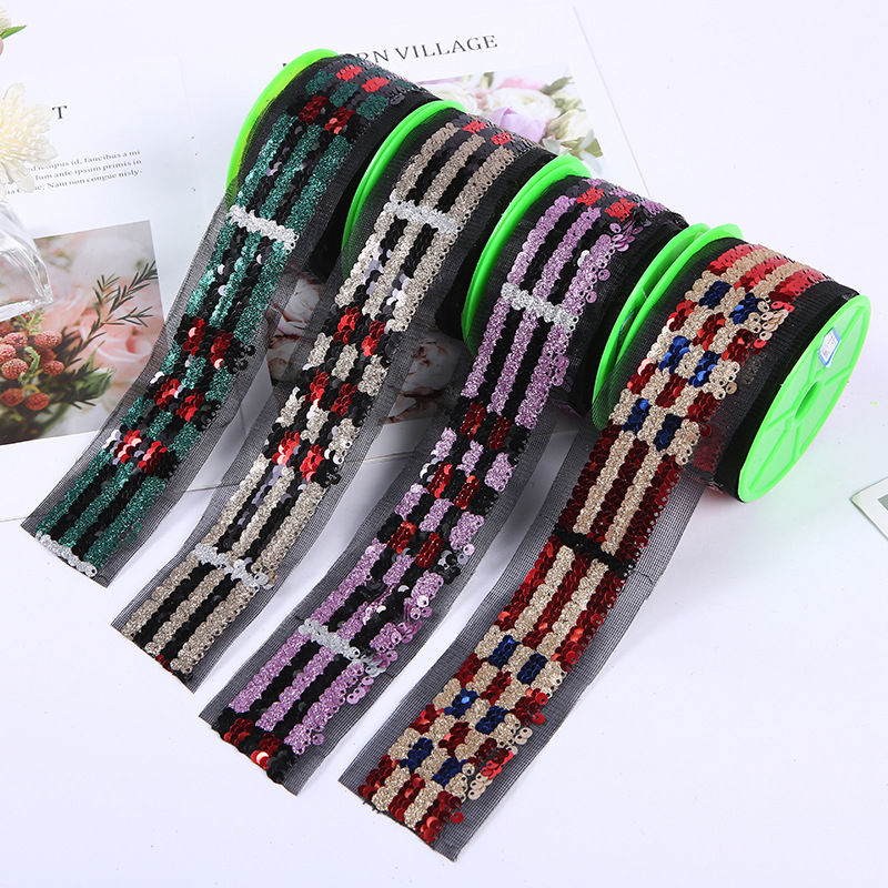 义乌好货 彩色服装亮片花边厂家可定制DIY手工纺织辅料假装辅料机织织带-1006/41213