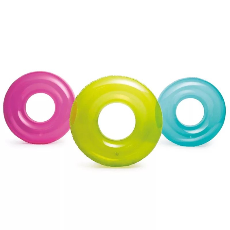 义乌好货 热卖霓虹三种彩色透明游泳圈环保PVC充气游泳圈成人泳圈水上用品 -1001/1215