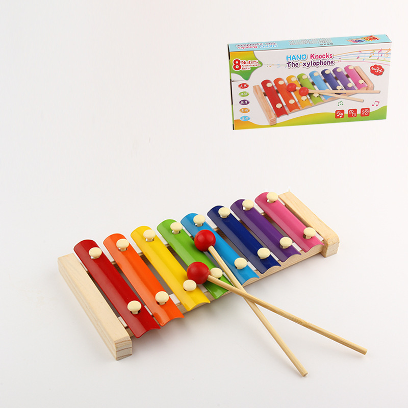 Wholesale of high-quality small wooden eight-tone percussion xylophones, percussion instruments, and wooden toys for early childhood education and enlightenment in Yiwu -1001/2725