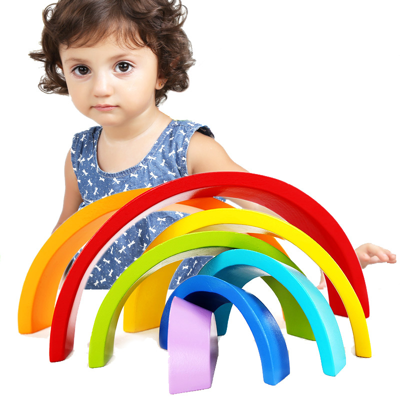 义乌好货 益智彩虹积木迷你版 五彩拱形积木 儿童婴儿木制叠叠高玩具-1504细节图