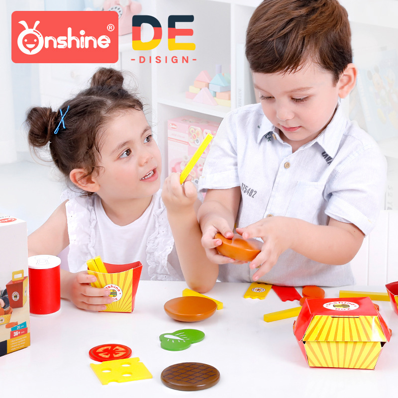 义乌好货 onshine儿童仿真汉堡薯条木质玩具 男女孩过家家牛排可乐鸡块套装-1001/2725产品图