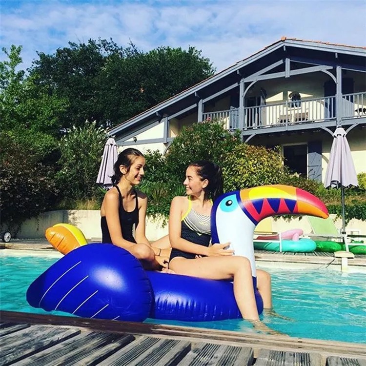 Yiwu Selection manufacturer direct adult blue toucan adult swimming water riding inflatable cartoon swimming ring wholesale custom -1001/1215 thumbnail