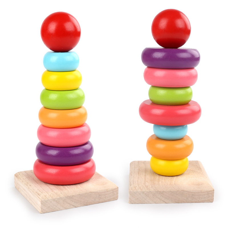 Yiwu Good Goods Children's Educational Rainbow Tower, Jenga, Baby Early Education Ring, Jenga Tower, Jenga High Column Wooden Toy -1001/2725