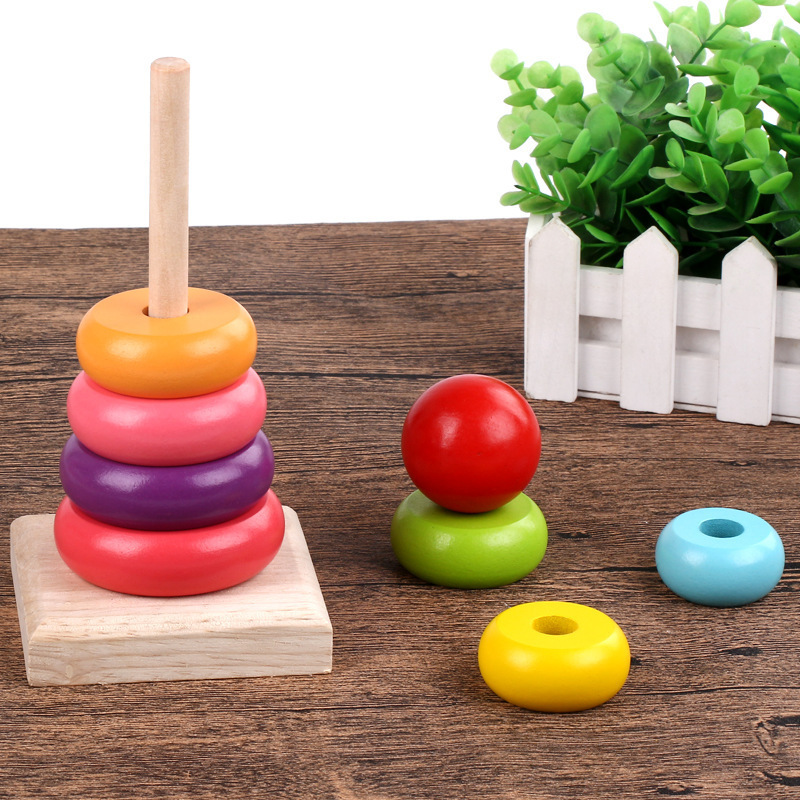 Yiwu Good Goods Children's Educational Rainbow Tower, Jenga, Baby Early Education Ring, Jenga Tower, Jenga High Column Wooden Toy -1001/2725 Application Scenario