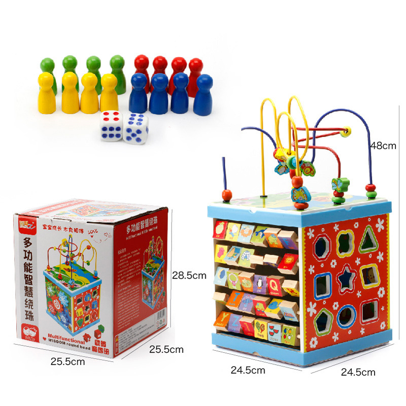 义乌好货 木丸子儿童多功能智慧绕珠串珠百宝箱木制积木益智玩具批发-1001/2670详情图7