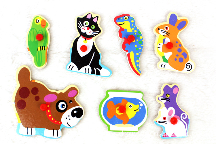 Yiwu buenas mercancías venta directa de la fábrica juguetes de puzzle de madera mano agarrar tablero animal tablero -1001/2670 Item Picture