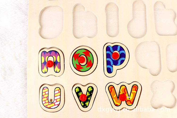 Yiwu buenos productos venta directa de fábrica de madera minúsculas letras en inglés puzzle board * tablero de rompecabezas de madera para niños -1001/2670 Item Picture