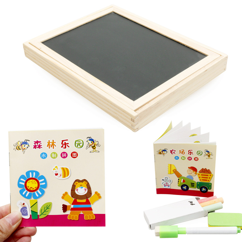 Yiwu buena carga bolas de madera venta directa de fábrica feliz granja bosque parque magnético de madera de doble cara rompecabezas para niños juguetes educativos -1001/2670 undefined