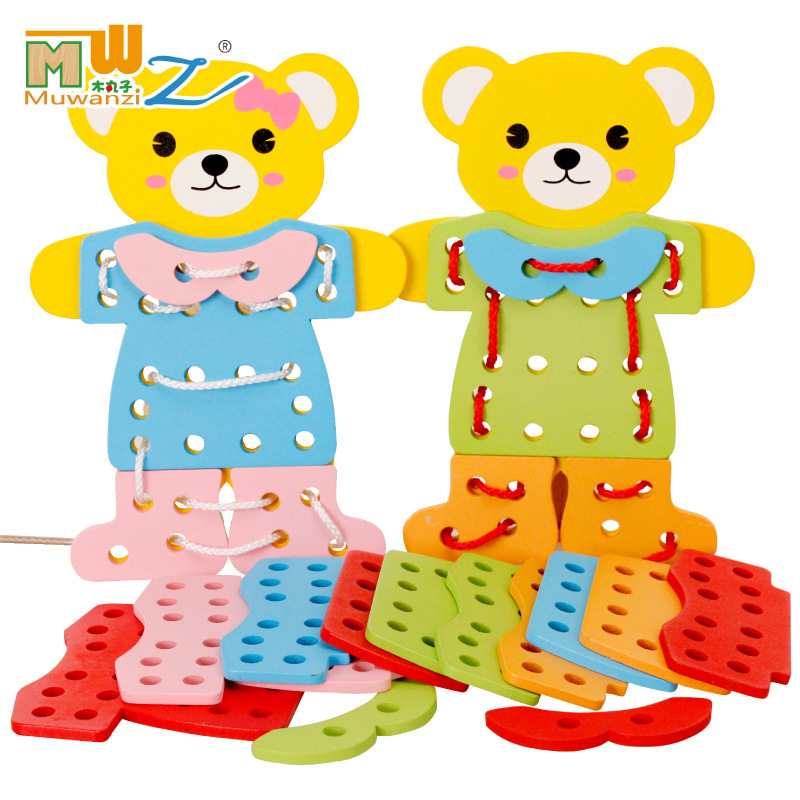 Yiwu Good Goods Little Bear Dress-changing Game Wooden Children's Intelligence Early Education Hand-grabbed dressing Matching Puzzle Board Toy -1001/2670 Item Picture