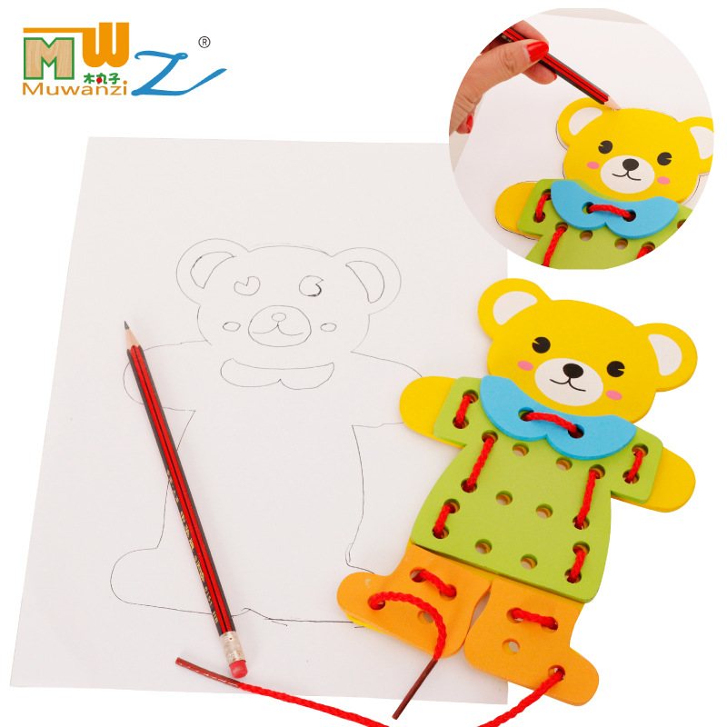 Yiwu Good Goods Little Bear Dress-changing Game Wooden Children's Intelligence Early Education Hand-grabbed dressing Matching Puzzle Board Toy -1001/2670 undefined