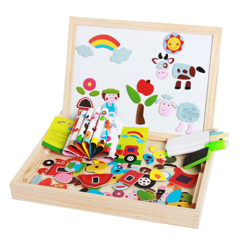 Baby boys, girls, infants and children wooden jigsaw puzzle toys Magnetic jigsaw puzzle fun wooden early education Intelligence benefits 1-3-4 years old -1001/2670
