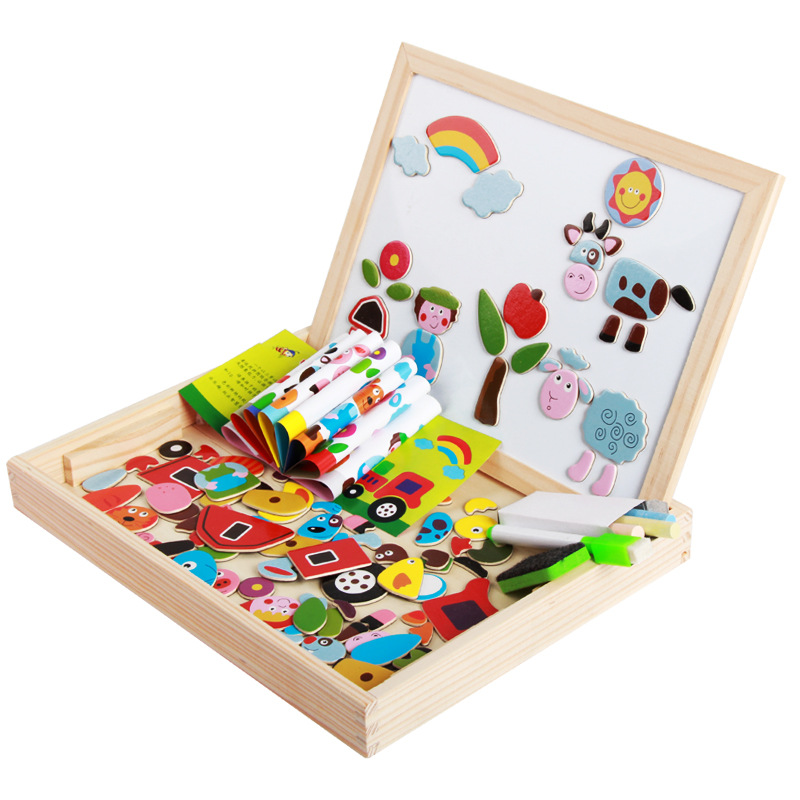 Baby boys, girls, infants and children wooden jigsaw puzzle toys Magnetic jigsaw puzzle fun wooden early education Intelligence benefits 1-3-4 years old -1001/2670 undefined