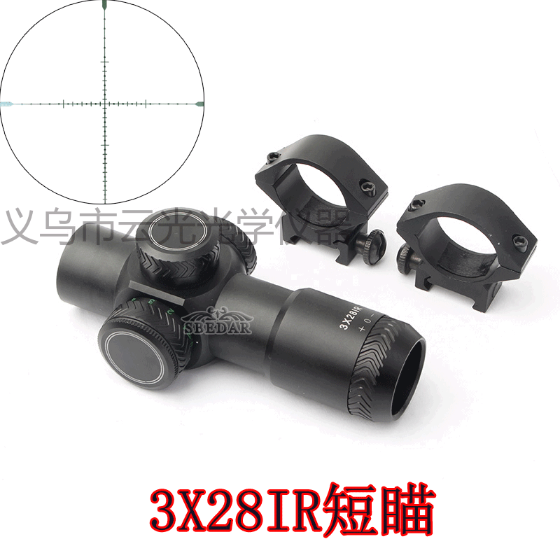 3X28IR高清十字密位分化防水充氮红绿双光迷你短款速瞄瞄准J详情4